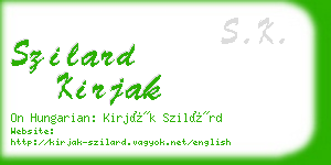 szilard kirjak business card